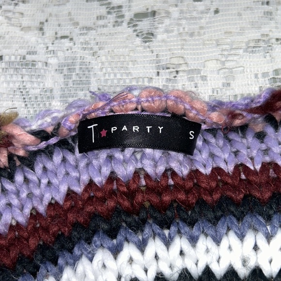 T Party Cardigan Duster Women’s Multi Color Knit Fringe Coat of Many Colors S - Picture 8 of 9